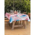 thumbnail image 3 of Outdoor Tablecloth with Umbrella Hole for Patio/Picnic/Party/Camping, Patriotic 250 Waterproof Table Cloth Rectangle Table Cover Washable, American Flag 4th of July Fireworks Blue Red (52"x 70"), 3 of 9