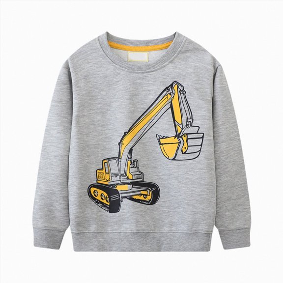 dmqupv Sweatshirt Kids Boys Crewneck Sweatshirt Youth Sweatshirts Long Sleeve Basic Pullover Soft Warm for Kids Grey,2-3 Years