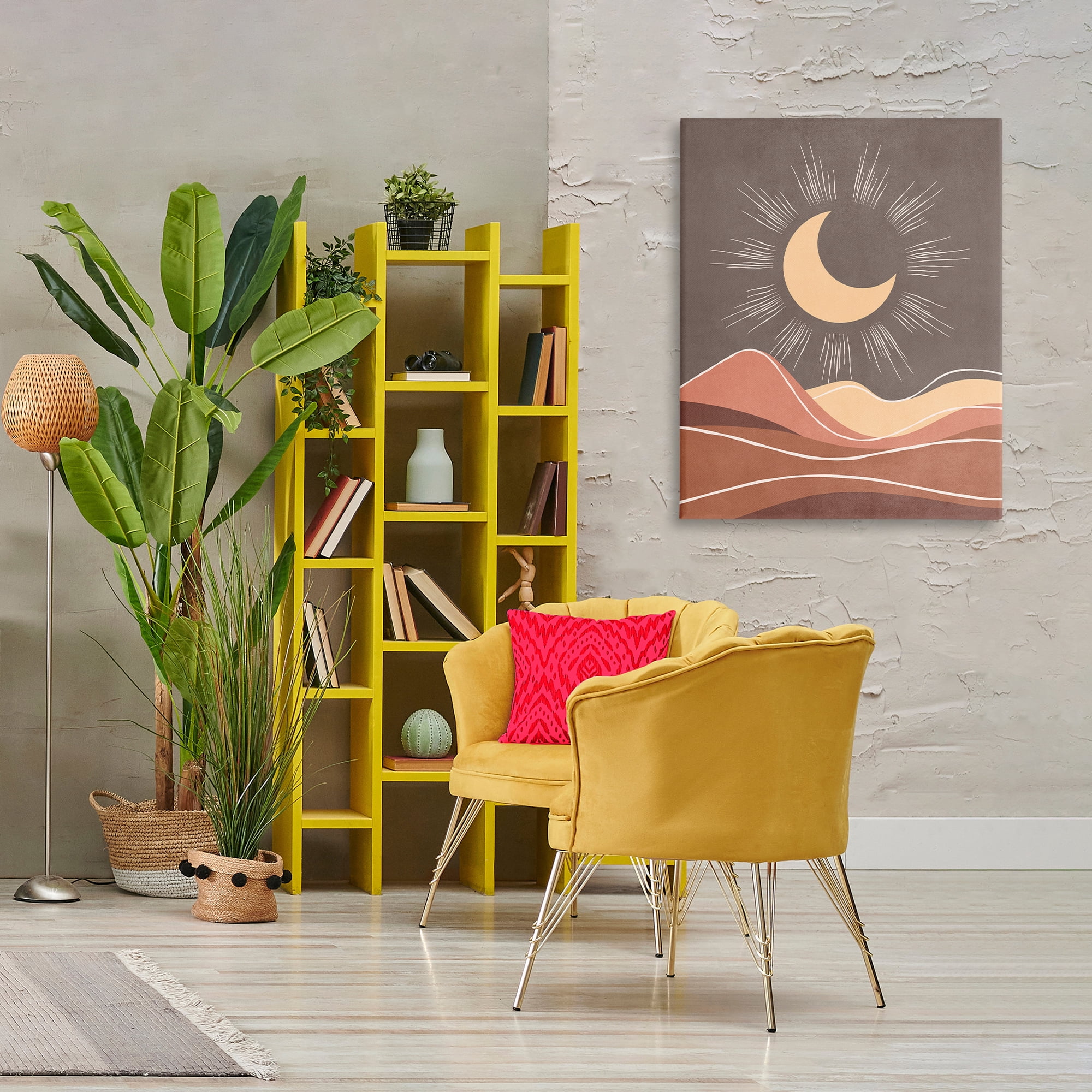 Stupell Industries Boho Moon over Desert Landscape & Nature Painting Wrapped Canvas Art Print Wall Art, 30 x 40