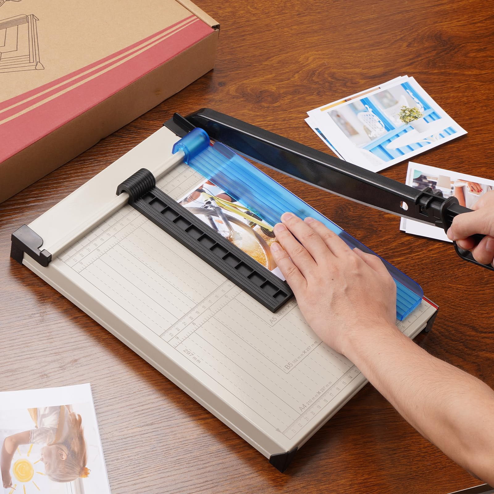 Paper Cutter, Paper Slicer with Safety Guard and Blade Lock,  Paper Cutters and Trimmers for Cardstock Cardboard ,12" Cut Length Guillotine Paper Cutter with 16 Sheet Capacity