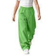 thumbnail image 4 of Nugftut Girls Sweatpants Elastic Waist Loose Wide Leg Pants with Pockets Sizes 9-10, 4 of 9