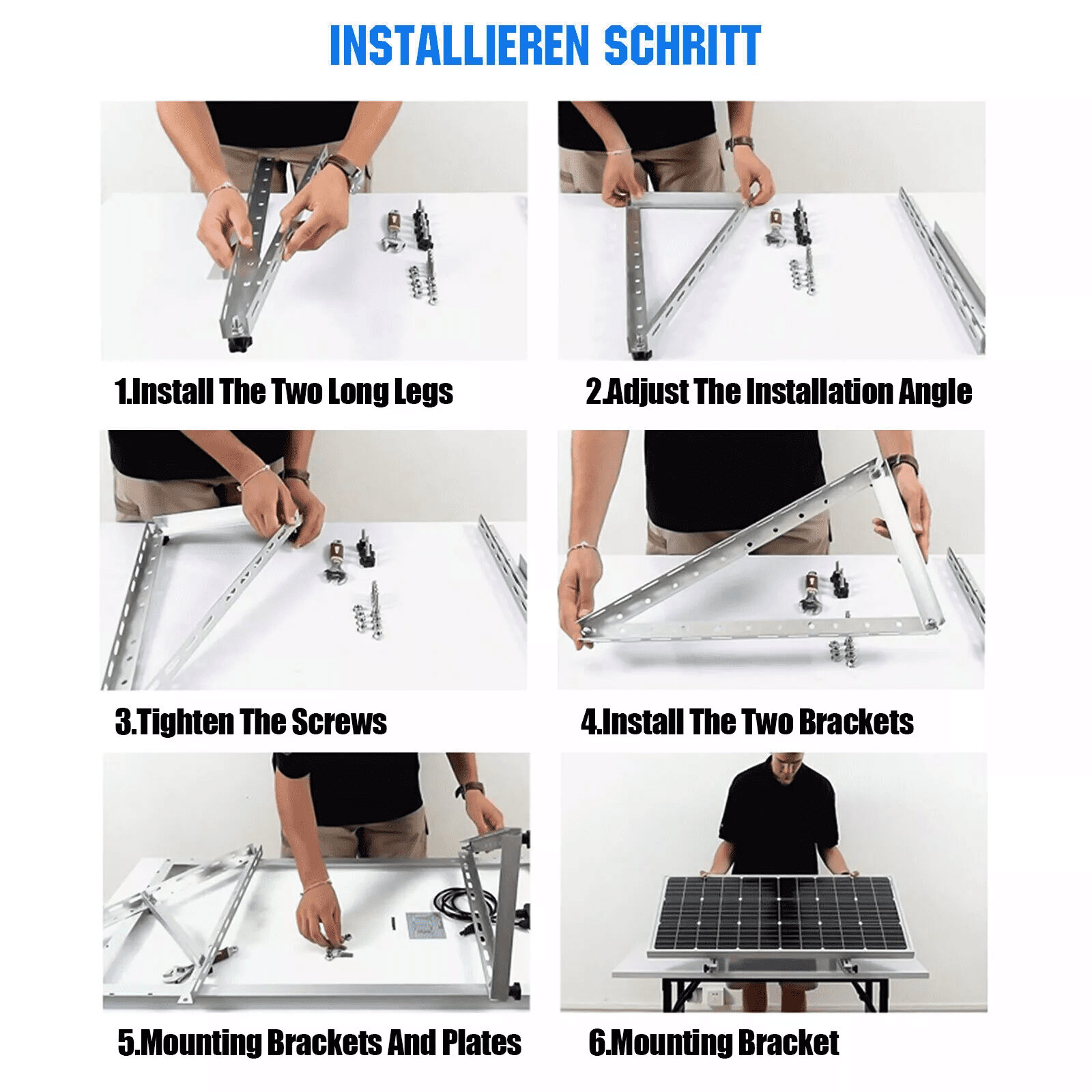 Werchtay 114 cm Silver Monocrystalline Anti-Slip Solar Panel Mounting Brackets, 4 Pack