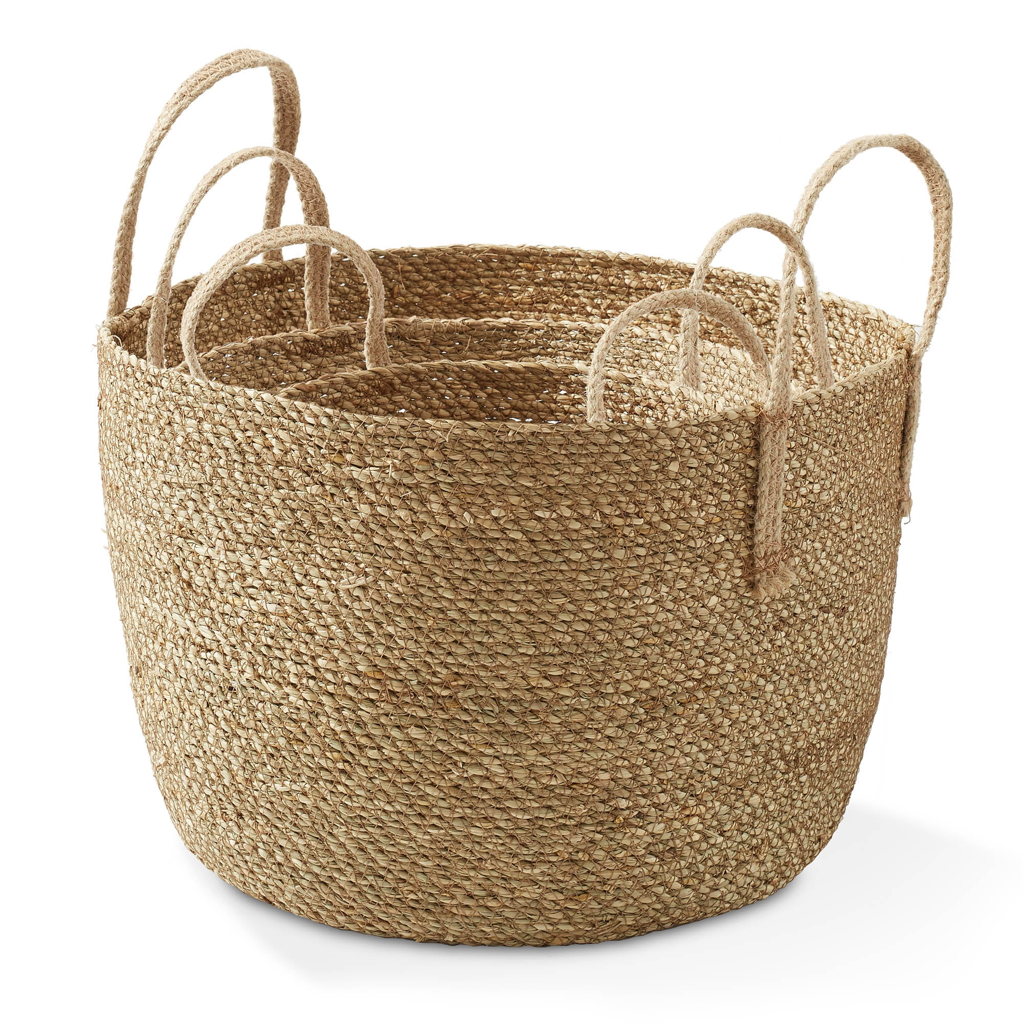 Casafield (Set of 3) Braided Seagrass Basket Planters, Natural Woven Storage Bins for Boho Home Decor, Indoor Plant Pot Covers