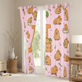 thumbnail image 3 of Manfei Lovely Capybara Kitchen Curtains,Kawaii Monogram J Black Out Curtains Pack of 2 (42x63 Each),Pink Brown, 3 of 7