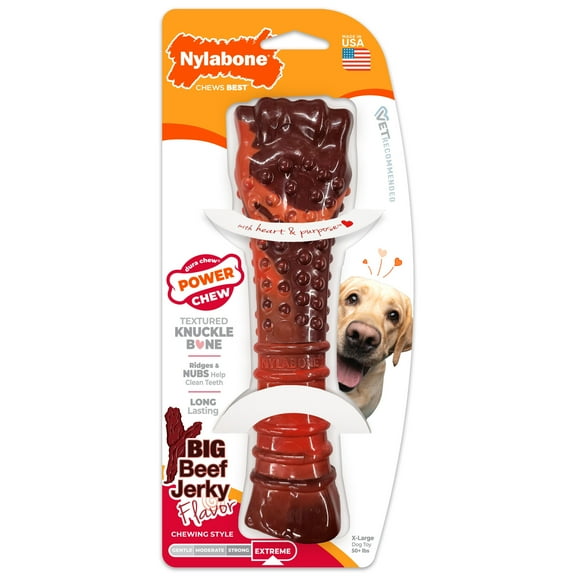 Nylabone Power Chew Textured Knuckle Bone Dog Chew Toy Beef Jerky X-Large (1 Count)