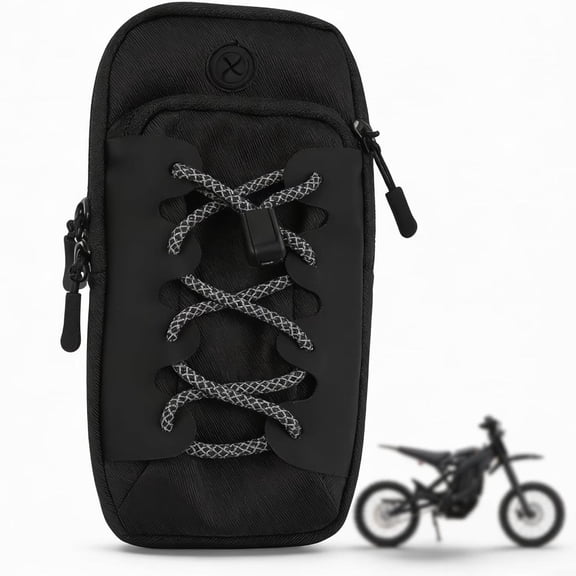 Motorcycle Front Frame Bag - Waterproof Nylon Battery Cover Storage for Surron & Ultra Bee Electric Dirt Bikes, Ebike Phone & Tool Pouch with Elastic Strap(Black)