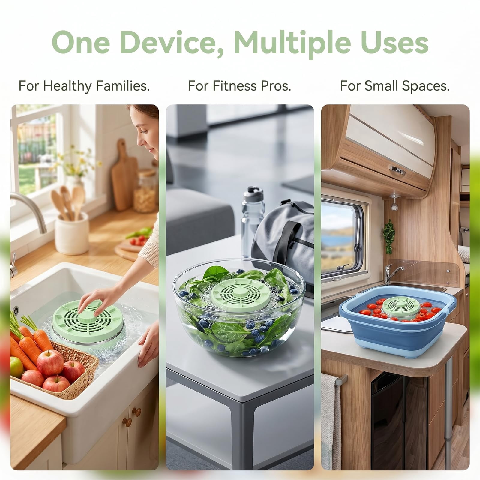 Fruit and Vegetable Washing Machine, Portable Produce Cleaner Device for Kitchen Sink, Water Electrolysis Tech for Veggies Meat Seafood Grains, IPX7 Waterproof Deep Wash