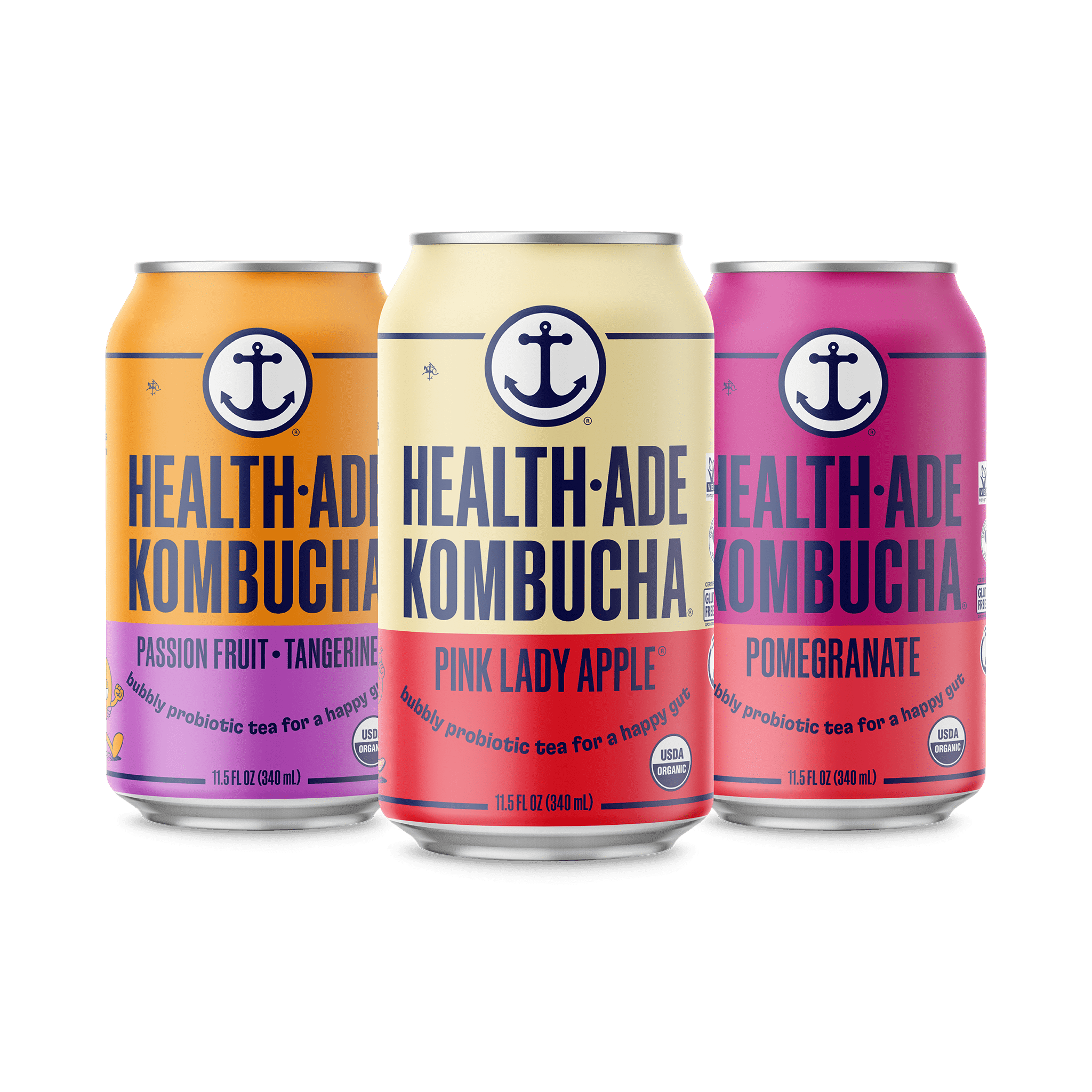 HealthAde Canned Kombucha, Fruity Favorites Variety Pack, 11.5 fl oz