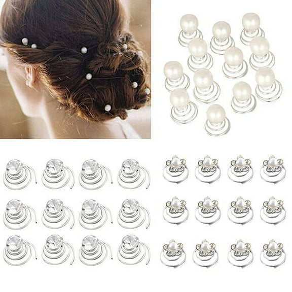 NUZYZ 12x Wedding Bridal Hair Pins Twists Coil Flower Swirl Spiral Hairpins