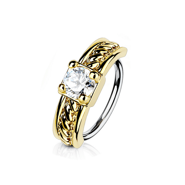 Nose & Cartilage Bendable Hoop Ring ,Prong CZ Centered Half Circle Top 18g-20g