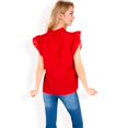 thumbnail image 5 of Women's Ruffled Sleeve Pleated Front Knit Top- Burgundy,Large, 5 of 7