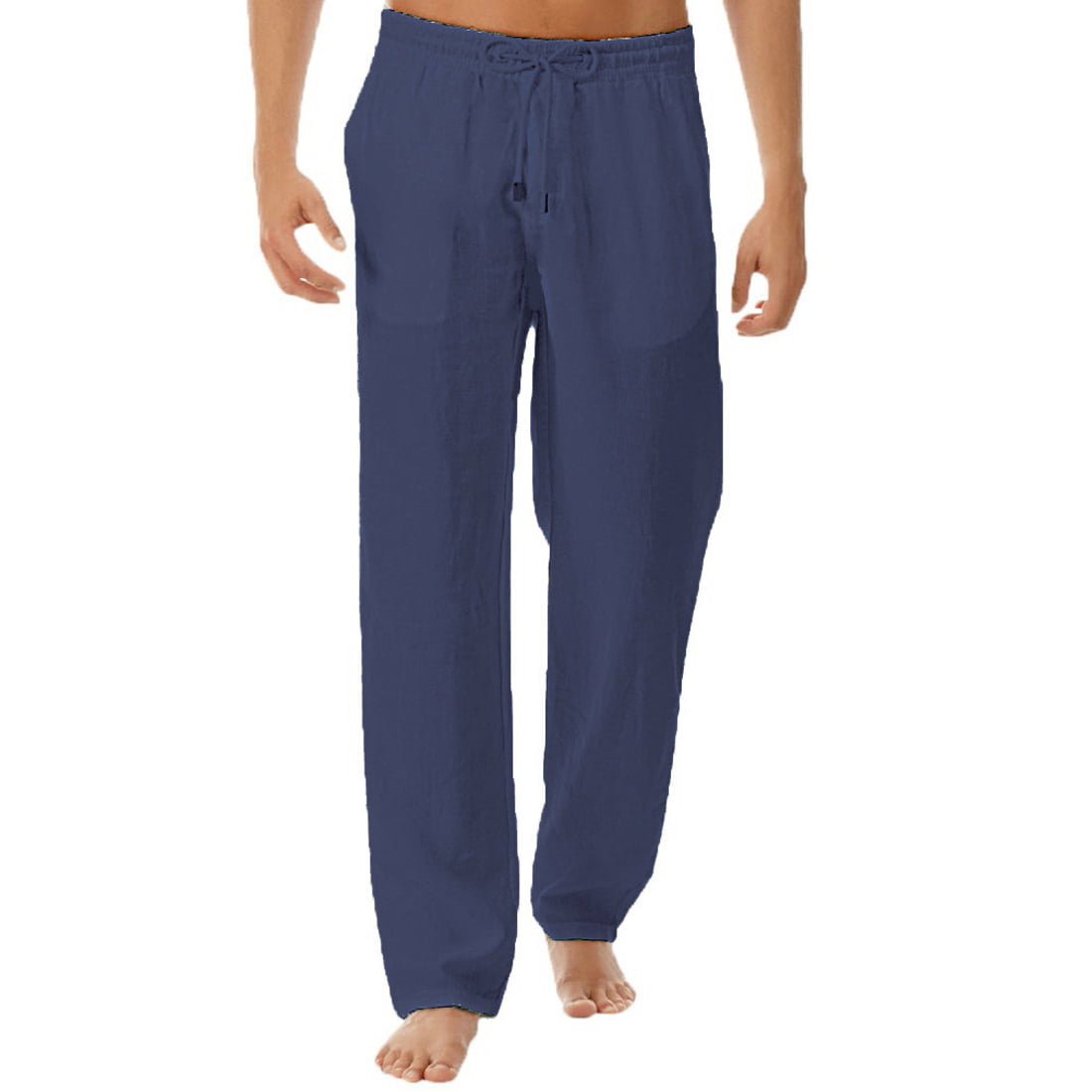 Hanerdun Men Male Solid Sleep Pants Pajama Bottoms with Pockets Navy ...