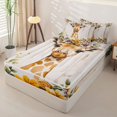 thumbnail image 2 of Erosebridal Kawaii Boho Giraffe Zipper Twin Comforter Sets with Fitted Sheet and 2 Pillowcases,Blossom Foliage Print Zipper Bedding Set,Tan Yellow Lilac,Reversible, 2 of 5