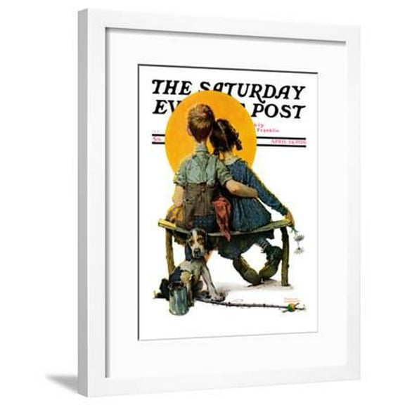 "Little Spooners" or "Sunset" Saturday Evening Post Cover, April 24,1926, Figurative Framed Art Print Wall Art by Norman Rockwell Sold by Art.Com
