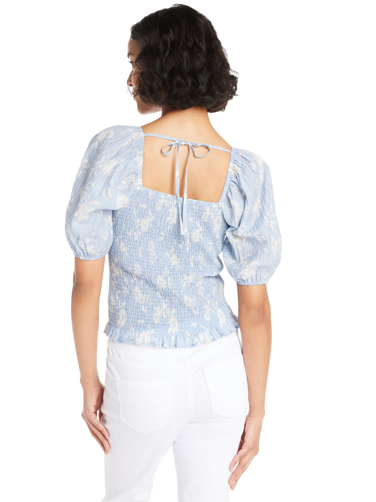 Self Esteem Juniors Smocked Top with Puff Sleeves, Sizes XS-XL