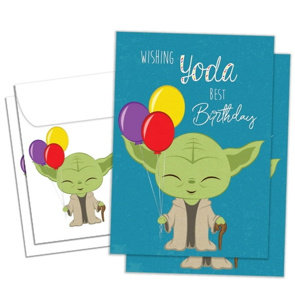 Tree-Free Greetings Birthday Greeting Card 2 Pack, 5x7, Yoda Best Birthday (GT19804)