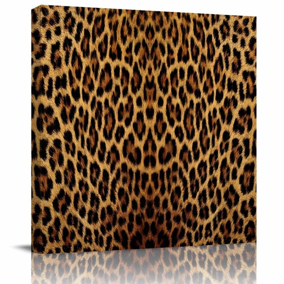 Framed Canvas Wall Art for Living Room Leopard Print Wall Decor, Retro Animal Fur Pattern Aesthetic Paintings for Bedroom Office Kitchen Bathroom, Ready to Hang Artwork Wall Pictures 8x8 Inch