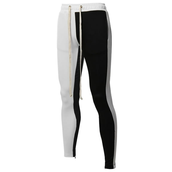 FashionOutfit Men's Two Color Blocked Drawstring Ankle Zipper Track Pants