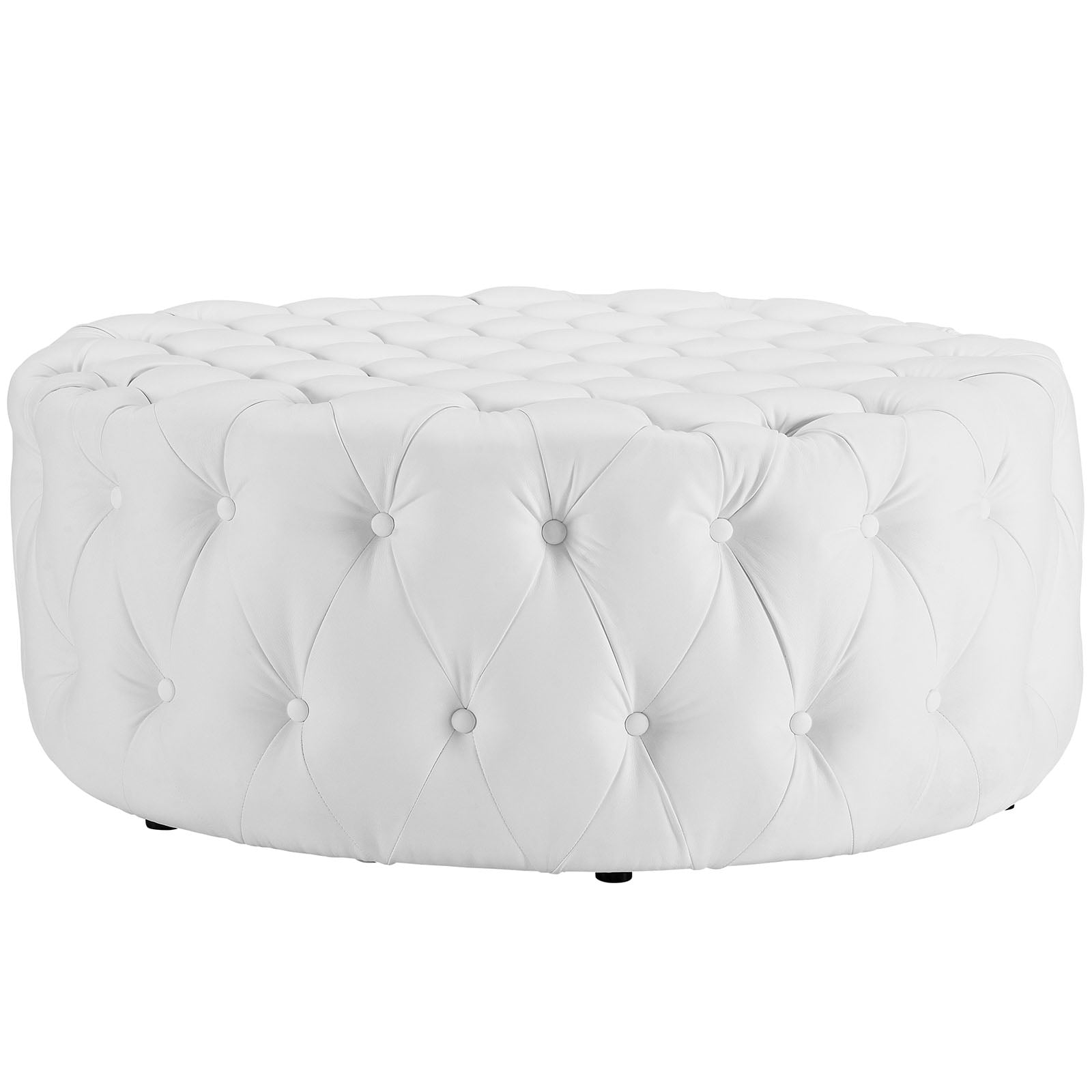 Modway Amour Modern Upholstered Vinyl and Solid Wood Ottoman in White