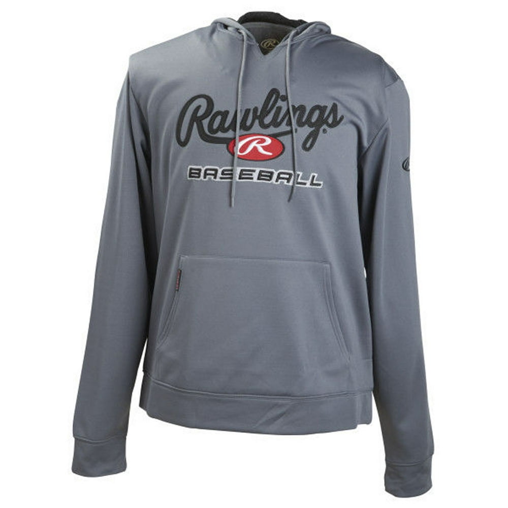 Rawlings Baseball Men's Adult Fleece Hoodie Hooded Sweatshirt, Graphite ...