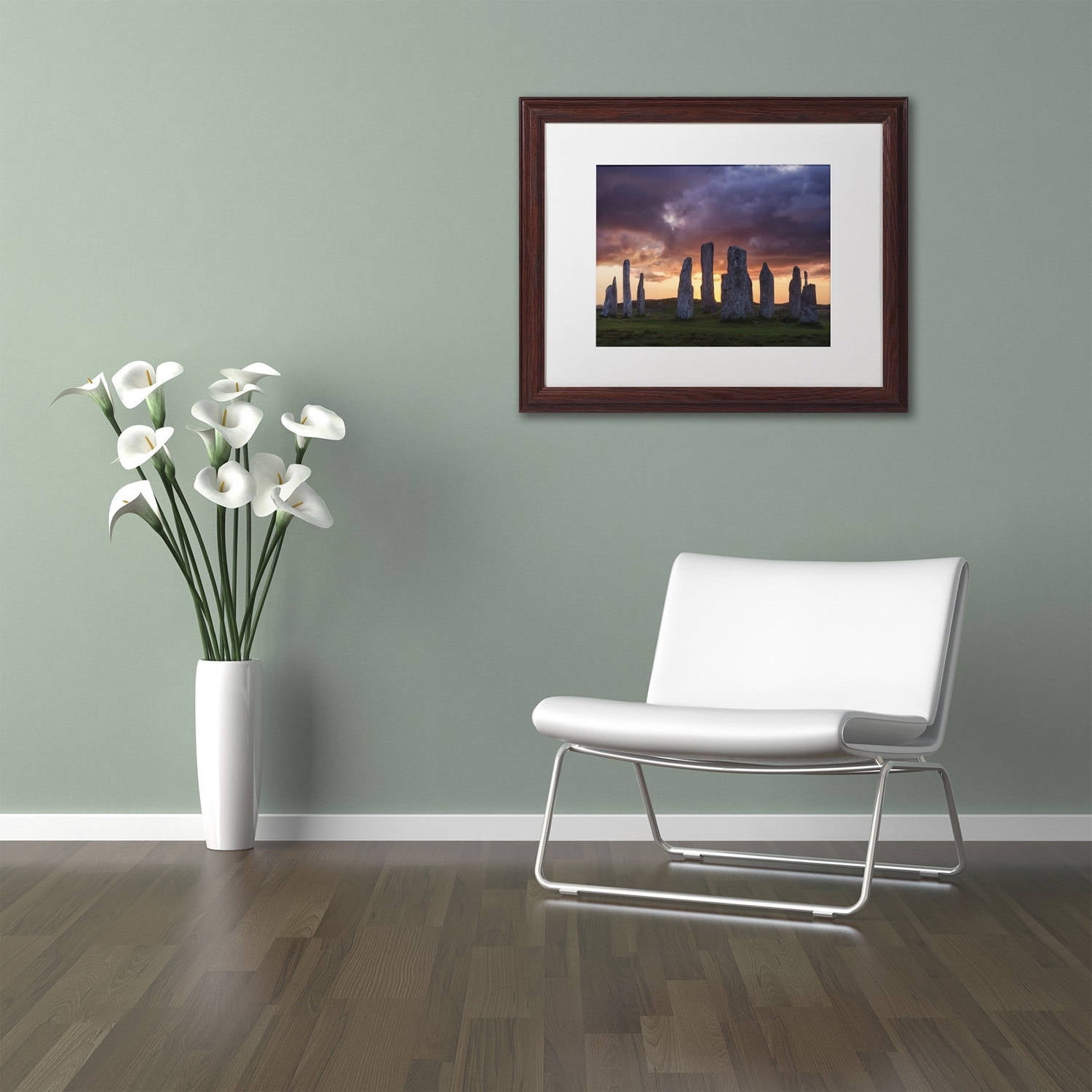 Trademark Fine Art 'Callanish Sunset' Canvas Art by Michael Blanchette Photography, White Matte, Wood Frame