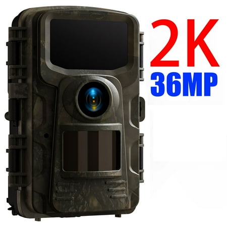 CAMPARK Trail Camera 2K 36MP Game Deer Camera with 850nm Night Vision IP66 Waterproof Motion Activated 120° Wide Angle Trail Cam for Hunting Outdoor Wildlife Monitoring Home Security 2.0 LCD