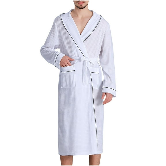 Viikei Robes for Men,Viikei Mens Robes,Warm Soft Plush Mens Robe with Hood,Plus Size Plus Thick Robe for Men with Side Pocket and Belt,Bathrobes for Men Gifts