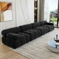 thumbnail image 3 of bokifol 139"Modern Sectional Sofa,Suede Fabric Modular Couch,4 Seats Oversized Sofa for Living Room,Black, 3 of 7