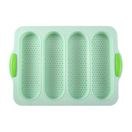

Ksruee 4-Slots Baking Pan - Nonstick Bread Pan - Mini Chocolate Molds Silicone - Silicone Baking Mold For Cake Bread Loaf Cookie Food Oven Donut