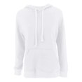 thumbnail image 2 of Gibobby Sudadera con capucha y bolsillos Sudadera de manga larga con capucha y cordón para mujer, sudadera informal holgada con bolsillo de Color sólido （Blanco， L), 2 of 5