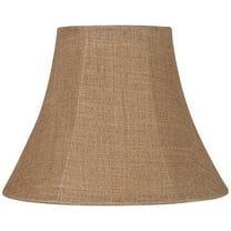 Springcrest Natural Burlap Medium Bell Lamp Shade 7" Top x 14" Bottom x 10.5" High (Spider) Replacement with Harp and Finial