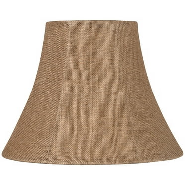 Springcrest Natural Burlap Medium Bell Lamp Shade 7" Top x 14" Bottom x 10.5" High (Spider) Replacement with Harp and Finial