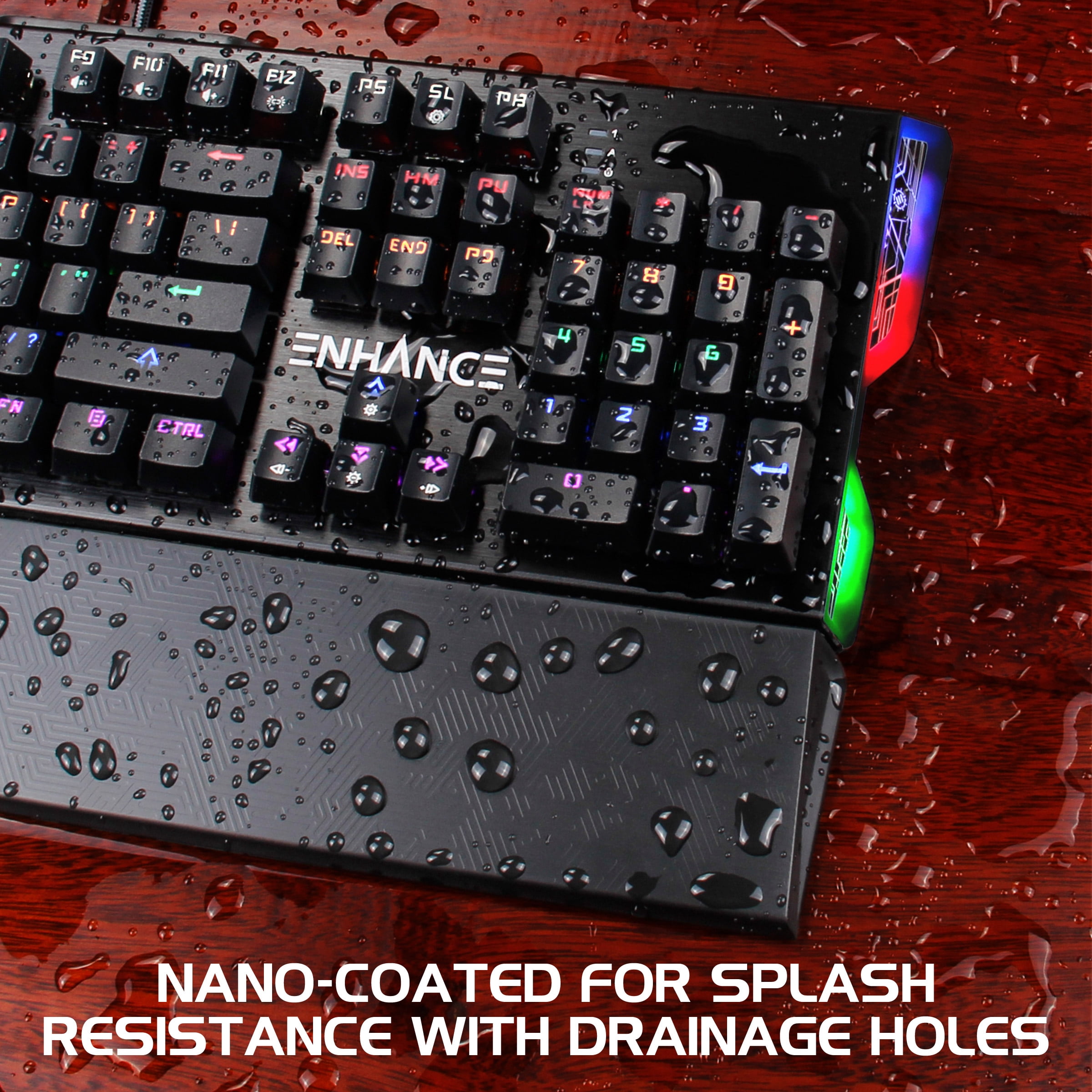 ENHANCE Optical Gaming Keyboard w/ Blue Tactile Mechanical Switches - Rainbow LED with 9 Effects