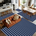 thumbnail image 5 of 4x6Ft Area Rugs Navy Blue Striped Non-Skid Rubber Backing Large Rectangle Rugs - Living Room Bedroom Home Office, Navy Blue White Farmhouse Stripes Indoor Floor Mat Carpets Washable Rug, 5 of 9