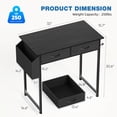 thumbnail image 3 of ZUNMOS Small Desk with Fabric Drawers & Storage Bag Iron Hook, Home Office Computer Desk, Writing Desk for Bedroom, 32 Inch, Black, 3 of 7