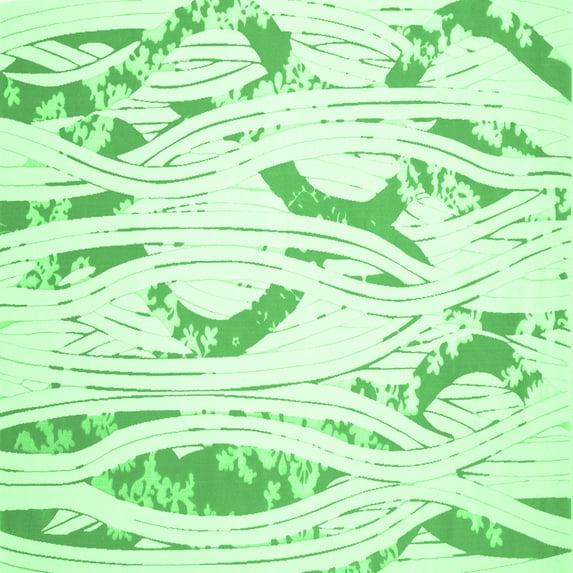 Ahgly Company Indoor Square Abstract Emerald Green Contemporary Area Rugs, 3' Square