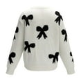 thumbnail image 4 of GBSYEWXS Women Sweater Crew Neck Bow Print Long Sleeve Fall Casual Beige Sweater, 4 of 5