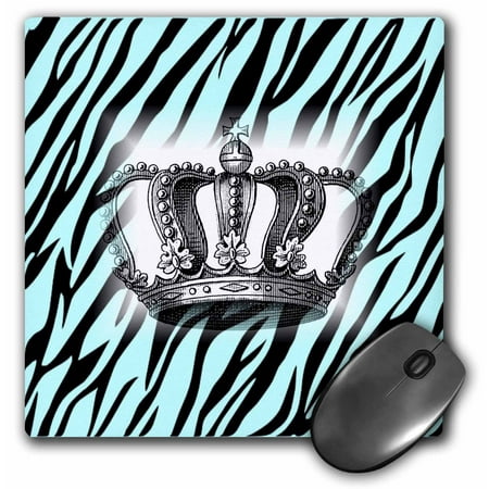 - 3dRose Victorian Crown On Aqua Zebra, Mouse Pad, 8 by 8 inches