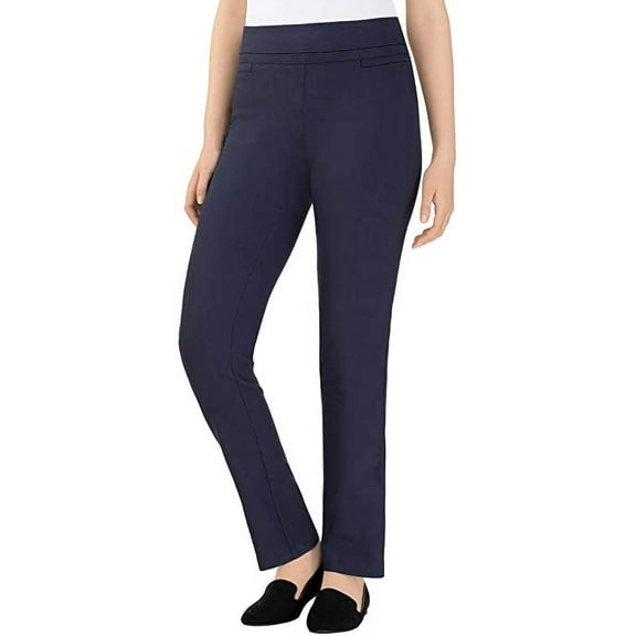 Hilary Radley Ladies' Comfort fit Sits at Waist Slim Leg Stretch Pull On Pant (4, Navy)