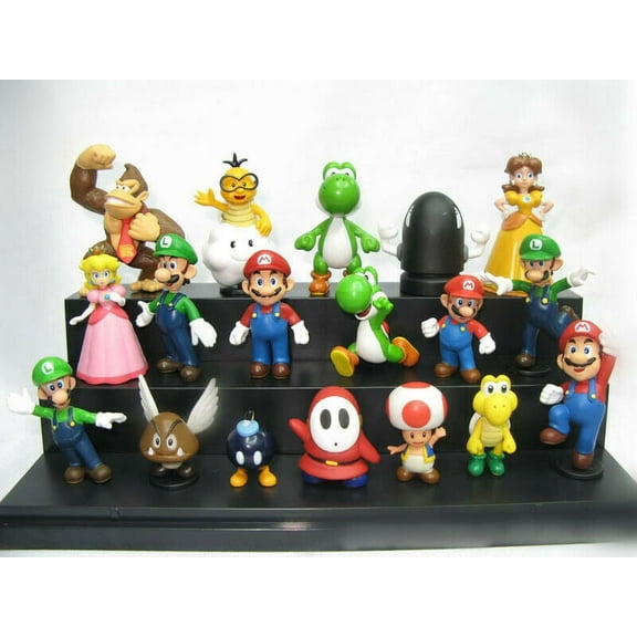 Super Mario Toy Figures Birthday Cake Toppers, by Super Mario Bros. (18 Count)
