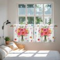 thumbnail image 3 of Spring Flowers Tier Curtains 36 Inch Length, Pastoral Daisy Leaves Rustic Botanical Cafe Short Curtains for Bathroom Over Sink, Small Kitchen Curtain Light Filtering Drapes 2 Panels 27.5"Wx36"L, 3 of 8