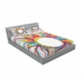 thumbnail image 3 of Abstract Bedding Set with Sheet & Covers, Absurd Vector Smoky Wavy Floral Design Rainbow Alike Stripes and Lines Print, Printed Bedroom Decor 2 Shams, 4 Sizes, Multicolor, by Ambesonne, 3 of 3