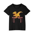 thumbnail image 3 of T-Shirts à Manches Courtes pour Enfants Garçons Filles 3-10 Ans Dinosaure Col Rond Coton Imprimé Mode Mignon Noir, 3 of 5