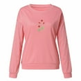 thumbnail image 4 of Sweatshirt for Women Graphic Winter Fall Loose Fit Crewneck Long-sleeved Cap Cold Shoulder with Pocket Floral Leisure Ribbed Knit Tunic Tops(Pink,L), 4 of 4