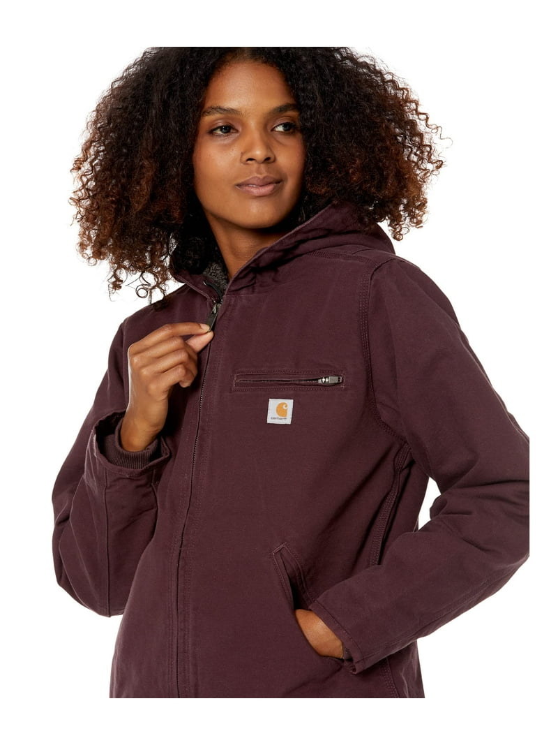 Carhartt OJ141 Sherpa Lined Hooded Jacket (Womens, Blackberry, XL