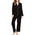 thumbnail image 5 of Aoiroe Button Down Sleepwear Loungewear Valentines Pajamas For Women Pajama Sets For Women 2 Piece Cute Pajamas For Women Comfy Lounge Sets For Women Matching Sets Women Clothing Black L, 5 of 5