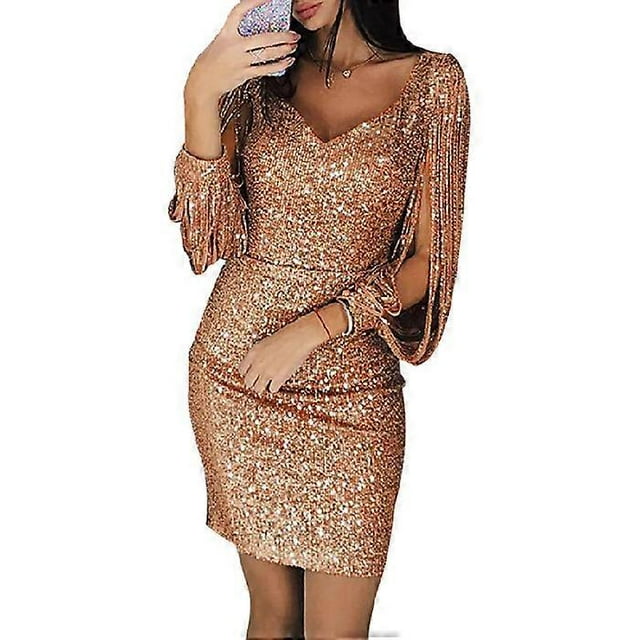 Women's Casual Dress Sexy Wrap-around V-neck Dresses for Birthday Stage Party Show Dress up