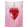 thumbnail image 3 of Ambesonne Queen Tablecloth Rectangular Table Cover, Red Heart Crown Girls, 60"x84", Pink Red, 3 of 4