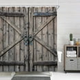 thumbnail image 2 of Grey Barn Door Shower Curtain, Farmhouse Vintage Countryside Wood Board Bathroom Decor Curtains, Countryside Village Rural Rustic Waterproof Fabric Bath Curtains with Hooks, 72X72in, 2 of 5