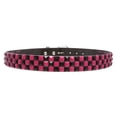 thumbnail image 3 of Snap On 1 1/2" Fuchsia & Black Checkerboard Punk Rock Studded Belt, 3 of 5